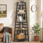 CHOEZON 70.1-Inch 5-Tier Tall Corner Shelf, Narrow Bookshelf for Small Spaces, Industrial Bookcase Display Stand for Living Room, Bedroom, Office, Black TCJ25BB