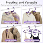 HOUSE DAY Plastic Clothes Hangers 36 Pack, Sweater Hangers No Shoulder Bump, Thick Heavy Duty Coat Hanger for Closet, Purple Wide Hanger with Non-Slip Hook for Sweaters, Suits, Dresses, Jackets, Pants