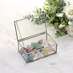 Hipiwe Vintage Glass Keepsake Box Rectangle Jewelry Display Organizer Lidded Box Home Decor Accent Decorative Box for Storage Trinket Rings Bracelet, Silver, Small