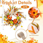 6 Pcs Mini Fall Autumn Swags Wreaths Thanksgiving Artificial Daisy Candle Rings Wreaths Autumn Cabinets Farmhouse Wreath with Ribbon for Pillar Front Door Porch Wall Window Decoration