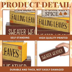 Lineshading 4 Pcs Fall Pumpkin Decor Fall Table Decoration Thanksgiving Tiered Tray Decor Thanksgiving Centerpiece Rustic Decorative Pumpkin Block Sign Gift Farmhouse Autumn Table Sign for Home