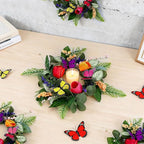 6 PCS Spring Lavender Tulips Hanging Wreaths for Kitchen Cabinets Artificial Small Floral Wreaths for Front Door with Butterfly Spring Summer Mini Wreath for Home Farmhouse Window Porch Wall Decor