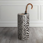 Emissary Home and Garden 19.5 in. H Round Ceramic Umbrella Stand in Black/White with High-fire treatment