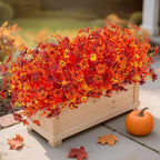 Artificial Fake Mums Fall Flowers for Outdoor Outside Decoration 12 Bundles Faux Silk Flowers Plants Realistic Daisy UV Resistant Fall Décor Autumn Front Door Porch Patio Yard Decoration