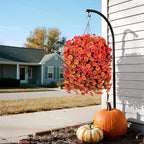 Artificial Fall Hanging Flowers for Outdoors Decoration, 2PCS Fake Plants Faux Realistic Silk Morning Glory Long Vines UV Resistant for Autumn Outside Porch Patio Balcony Yard Planter, OrangeRed