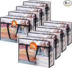 Lifewit 8 Pack Clear Clothes Storage Bags, 75L Plastic Blanket Storage Bag, Vinyl Foldable Moving Bags with Zipper, Closet Organizers and Storage Containers for Bedding, Duvet, Comforter