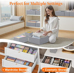 Drawer Organizer Clothes, 16 Pack Drawer Organizers and Underwear Organizer for Nursery, Dividers Clothes Organizer, Closet Organization and Foldable Storage Bins for Socks, Bra, Tie, Grey