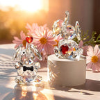 HDCRYSTALGIFTS Set 2 Crystal Elephant Figurines Gift for Women 3.5'' Miniature Glass Animals Collectible Valentine's Day Wedding Anniversary Tabletop Decoration