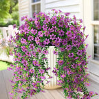 Artificial Fake Hanging Flowers Plants for Outdoor Spring Decoration,2 PCS Faux Silk Daisy with Eucalyptus Leaves,UV Resistant Look Real for Outside Home Indoor Planter Porch Patio Balcony Yard Decor