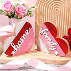 Jetec 2 Pcs Rustic Decorations for Living Room Home Shelf Mantel Entryway Table, Farmhouse Knick Knacks Christian Table Centerpiece Wooden Heart Decor for Dining Room Housewarming Gift(Sweet Style)