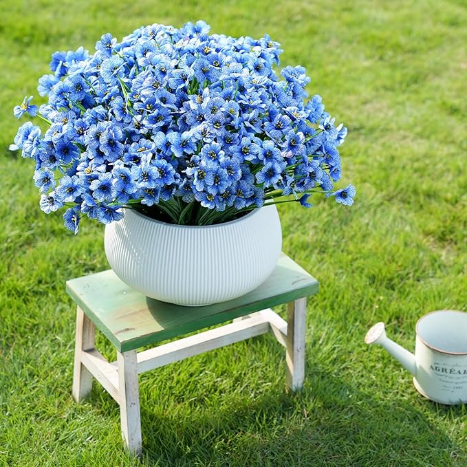 24 Bundles Artificial Flowers for Outdoor Faux Plants for Spring Summer Decoration, UV Resistant Realistic Silk Plastic Fake Flowers Garden Porch Patio Balcony Yard Front Home Decor