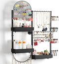 Keebofly Wall Mount Hanging Jewelry Organizer - Large Display Holder for Earrings, Rings, Necklaces, Bracelets, Watches and Perfume - Black