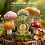 Meditation Mushroom Resin Statues – Cute Yoga Mushroom Figurines for Desk, Home, Office & Garden Decor – Zen Resin Sculptures for Living Room, Patio, Tabletop & Backyard (1 Pack, Turtle)