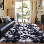 Black and White Rug for Bedroom, 4x6 Area Rug for Kids Room, Bedside Indoor Floor Fluffy Shag Carpet, Plush Soft Rug for Living Room Nursery Dorm Home Decor