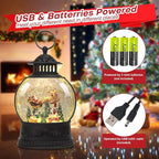 Christmas Snow Globe Water Lantern with Timer and Music, USB and Battery Operated Lighted Led Globe, Santa Snowglobe Table Decorations Indoor for Adults Home Holiday (Reindeer)