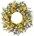 Spring Wreaths for Front Door, 22 Inch Spring and Summer Daisy Wreath for Farmhouse Porch Wall Window Home Decor for Indoor Outdoor Housewarming Gift