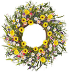 Spring Wreaths for Front Door, 22 Inch Spring and Summer Daisy Wreath for Farmhouse Porch Wall Window Home Decor for Indoor Outdoor Housewarming Gift