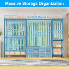 Ulif E10 Clothes Rack（With Stretchable Hanger Rod）Freestanding Clothing Racks for Hanging Clothes，Adjustable Closet Organizer System，Portable Garment Rack 73-97" W x 15" D x 72" H，Max Load 800LBS，Grey