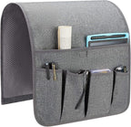Sofa Armrest Organizer, Remote Control Holder for Recliner Couch, Arm Chair Caddy with 5 Pockets for Magazine, Tablet, Phone, iPad