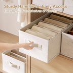 3 Pack Large Wardrobe Clothes Organizer and Storage, Fabric Sweater Organizer for Closet with Handles 5 Grids Foldable Drawer Dividers for Pants, Jeans, T-shirts, 20.8"×11.2"×7.5"