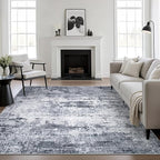 5x5 Area Rug Living Room Rug: Washable Modern Abstract Soft Thin Rug Indoor Floor No Slip Stain Resistant Carpet for Bedroom Dining Room Farmhouse Nursery Home Office - Grey