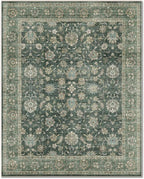 Washable 10x14 Area Rugs for Living Room, Boho Non-Slip Vintage Distress Large Rugs for Bedroom Dining Room Office, 0.3" Neutral Oriental Throw Thin Carpet, Sage Green/Blue/Multi
