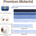 Cork Board for Walls - 8 Pack Felt Pin Board Bar Strips - Self-Adhesive Lightweight Bulletin Board - Cork Board for Office with 40 Push Pins No Damage for Wall