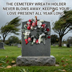 Cemetery Wreath Holder,2-Pack Headstone Wreath Hanger,Sturdy Steel with Locking Buckle,Easily Holds 20 lbs,Grave Marker Decor for Mother's Day,Memorial Day,for 3-8 inch Tombstones,Red,Never Blown Away