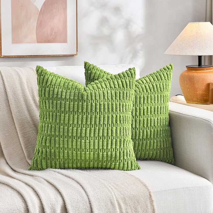 Fancy Homi 4 Packs Decorative Throw Pillow Covers for Living Room Couch Bed, Modern Farmhouse Boho Home Décor Accent Cushion Case, 26" x 26", Lime Green
