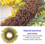 26'' Large Lavender & Eucalyptus Wreath for Front Door Window - Artificial Eucalyptus Leaves Greenery Outdoor Wreath for Wedding Farmhouse Porch Wall Room Home Decor (Yellow)