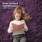 OLANLY 9x12 Machine Washable Large Area Rugs for Living Room, Bedroom, Soft Fluffy Shaggy Bedside Rug, Indoor Floor Carpet for Kids Girls and Boys, Dorms, Nursery, Home Decor Aesthetic, Dark Purple