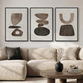 Large Framed Neutral Abstract Canvas Wall Art for Living Room, 3 Piece Wabi-Sabi Minimalist Modern Prints Paintings Artwork for Walls, Pictures Wall Decor for Bedroom, Office, Dining Room 24x36 In