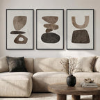 Large Framed Neutral Abstract Canvas Wall Art for Living Room, 3 Piece Wabi-Sabi Minimalist Modern Prints Paintings Artwork for Walls, Pictures Wall Decor for Bedroom, Office, Dining Room 24x36 In