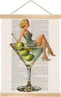 Martini Girl Wall Art, Vintage Glam Cocktail Poster, Retro Fashion Woman in Martini Glass Canvas Print, Chic Bar Lounge Wall Decor for Dining Room Kitchen or Home Office,Holiday Gift for Women 14x18.5 Inch (Begei-Woman02)