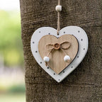 Sun&Beam Heart-Shaped Wooden Decorative Hanging Handmade Hearts Ornaments for Wedding Party Valentine Christmas Home Decoration Car Décor (H-#6, 1Pcs)
