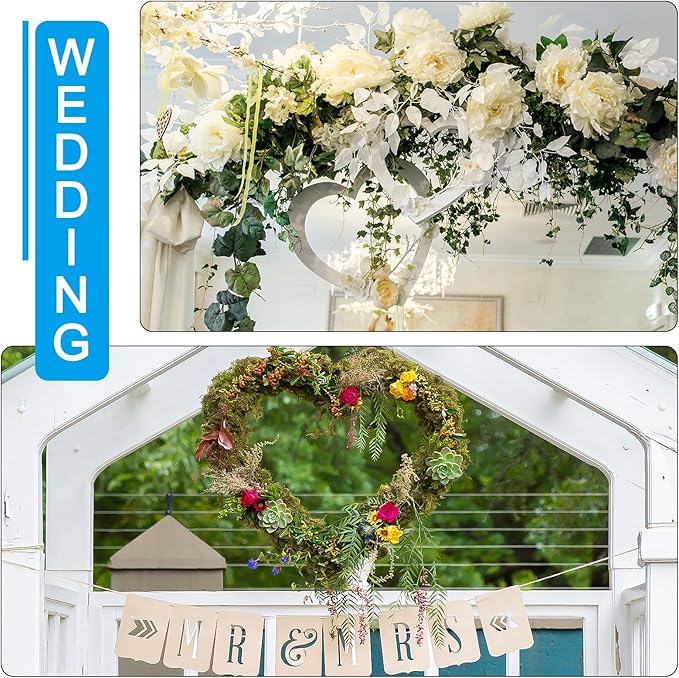 PATIKIL 8 Inch Christmas Wire Wreath Frame, Metal Heart Shape Dream Catcher Rings Macrame Wreath Floral Hoop for Home Car DIY Craft Wedding Wall Hanging Decorations, Green
