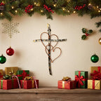 RELY+ Entwined Hearts Wall Cross Metal 13 X 9 Inch Entangled Heart Iron Wall Cross Love Heart Gift for Adult Living Room Decor Bedroom Wall Decorations
