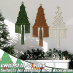 HunnmingRe 3 Pcs Large Macrame Christmas Tree Macrame Christmas Wall Decoration Hanging Ornaments Boho Wall Decor for Party Supplies (Beige,Brown and Army Green)