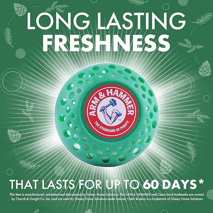 Arm & Hammer OdorBusterz® Odor Eliminator Balls, Forest Pine, 3 Count – Baking Soda Odor Control for Closets, Drawers, Hampers & Small Spaces