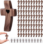 200-Pack Wooden Cross Fidget, Handmade Pocket Wood Crosses, Cross My Heart | Encouragement Gift, Relieve Anxiety for Yourself, Inspirational Easter Gift for Christian Faith, Prayer, Easter Day Gifts