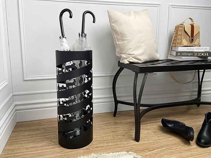 Mango Steam Round Cat Spiral Umbrella Stand 22" Tall, Black