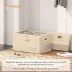 2 Pack Shoe Organizer for Closet Large Shoe Box Storage Containers with Clear Window Space Saving Shoe Bin with Foldable Bottom Support Adjustable Dividers Fits 36 Pairs (Beige, (24.4*16.5*13inch)x2)