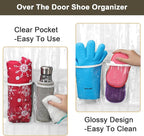 Over the Door Shoe Organizer - 2 Pack Shoe Rack for Door with 24 Pockets and Hooks, Shoe Holder Back of Door Organizers for Shoes, Hanging Shoe Organizer for Space Saving, White