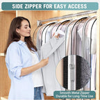 Clear Garment Bags for Hanging Clothes 10” Gusseted, Suit Bags for Closet Storage, Hanging Plastic Clothes Cover for Coat, Dress, Fur, Shirt, 4 Pack, 40” Long