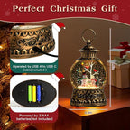 Christmas Snowman Snow Globe, Cardinal Musical Snow Globe Lantern Lights with 6H Timer Battery & USB Powered, Retro Style Holiday Glitter Globe for Xmas Home Decoration Holiday Party Gifts