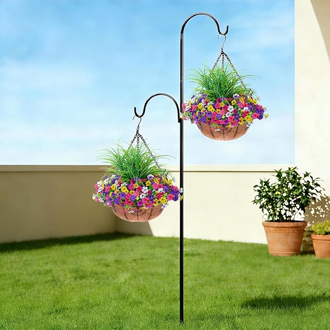 Artificial Flowers for Outdoors, 14 Bundles UV Resistant Fake Flowers Daisy with Greenery Plants,Faux Outdoor Flowers for Spring Summer Decoration, Outdoor Faux Plants Home Window Porch Patio Yard