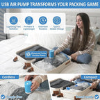 Cozy Essential Travel Vacuum Storage Bags with Rechargeable Cordless Electric Pump, Space Saver Bags for Luggage, Suitcase, Carry-On, for Clothes, Blankets, Comforters, Pillows, 10 Combo