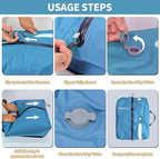 2 Pack Reusable Vacuum Bags for Travel,Waterproof Professional IP67 Zipper Reusable Vacuum Compression Bags,Space Saver Bags for Suitcases Backpack(No Pump)