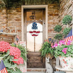 17 Inch Patriotic Red White Blue Anchor Soft Touch Roses Wreath for Front Door, Forth of July American Flag Color Soft Touch Floral Wreath for Indoor and Outdoor, Independence Home Decor