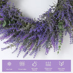 26" Lavender & Eucalyptus Wreath for Front Door - All Season Artificial Wreath for Spring and Summer, Indoor Outdoor Wall, Porch, Window, Rustic Farmhouse Home Decor